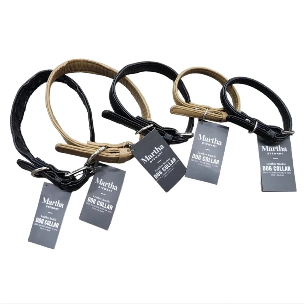 Martha Stewart Vegan Leather Buckle Dog Collar Size 16 Fits 14.5-17 Neck